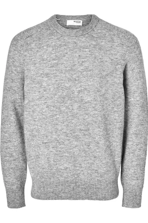 SELECTED Slhrai Ls Knit Crew Neck Noos Grey