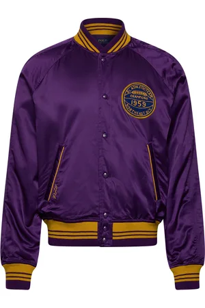 Ralph Lauren Satin Varsity-Inspired Jacket Purple