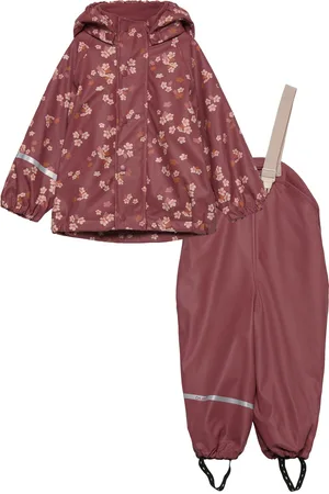 CeLaVi Rainwear Set - Aop, W. Fleece Red