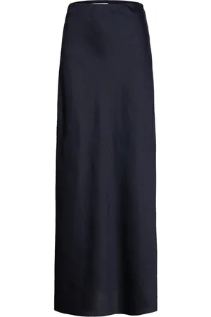 Dante 6 Ywa Creased Satin Maxi Skirt Navy