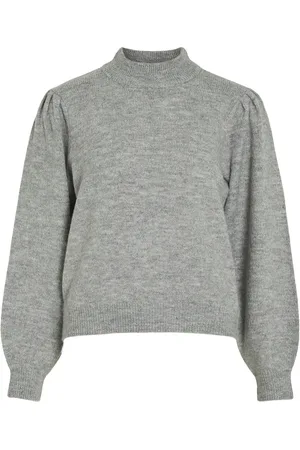 VILA Vimonica L/S O-Neck Knit Top/Pb Grey