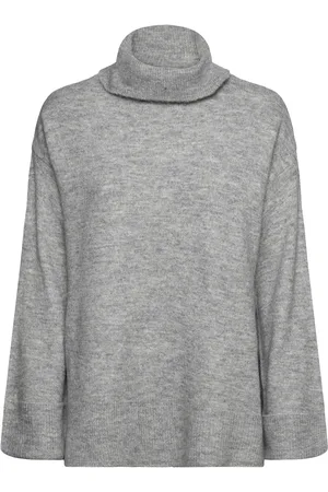 VILA Virolfie L/S Highneck Knit Pullover/Ka Grey