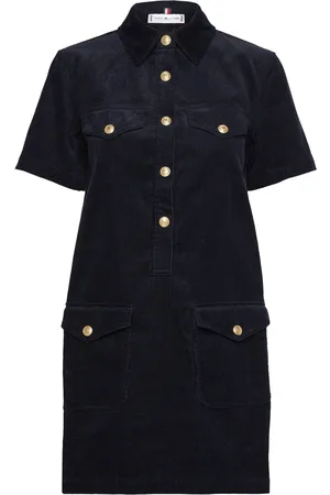 Tommy Hilfiger Corduroy Gold Button Dress Navy