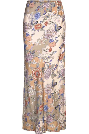 by Ti Mo Satin Maxi Skirt Beige