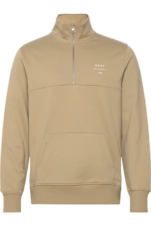 GANT Logo Script Jersey Halfzip Beige