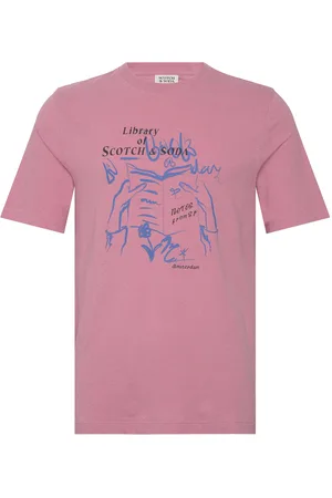 Scotch&Soda Linen Blend Front Artwork T-Shirt Pink