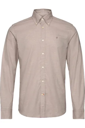 Morris Watts Flannel Shirt-Slim Fit Beige