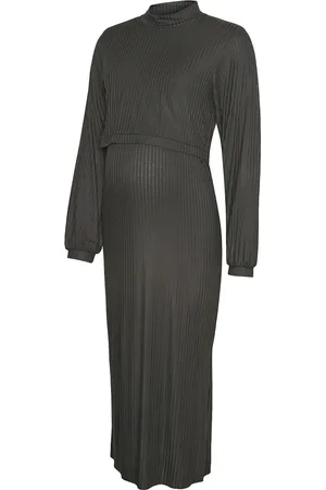 Mama;licious Mltrinity June Ls Jrs Midi Dress 2F Grey