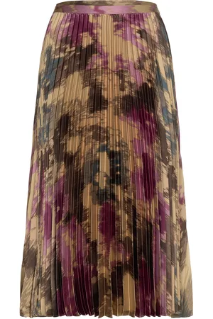 Ralph Lauren Floral Pleated Satin Charmeuse Skirt Patterned