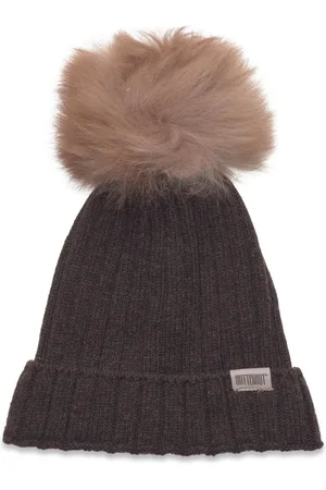 Huttelihut Hat Knit W. Alpaca Pompom Brown