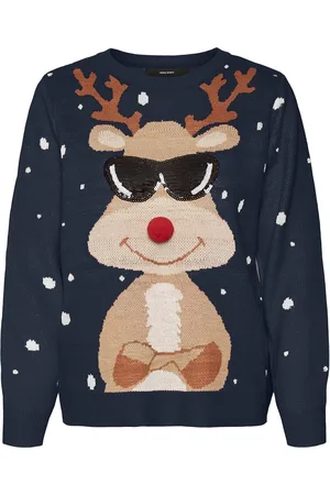 VERO MODA Vmnewtinsel Ls O-Neck Blouse Xmas Navy