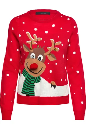 VERO MODA Vmsnowy Deer Ls O-Neck Xmas Red