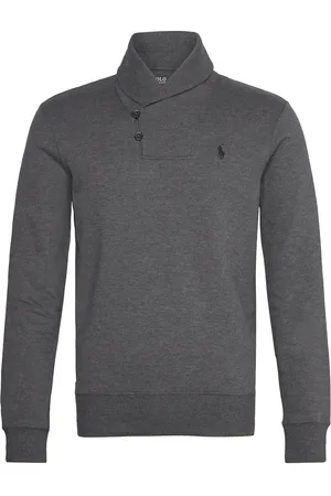 Ralph Lauren Luxury Jersey Shawl-Collar Pullover Grey