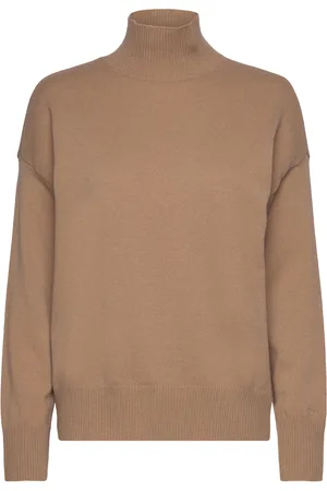 GANT Superfine Lambswool Stand Collar Brown