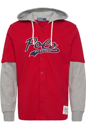 Ralph Lauren Polo Ball Jersey Hooded Baseball Jacket Red