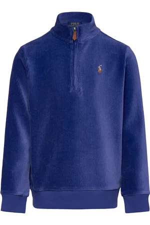 Ralph Lauren Knit Corduroy Quarter-Zip Pullover Blue