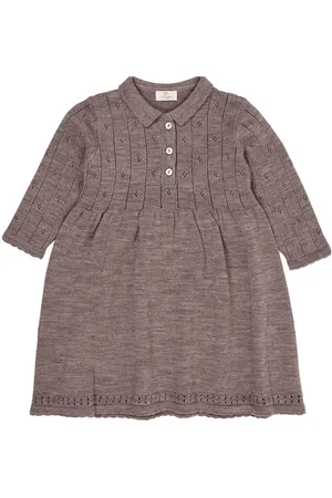 Copenhagen Colors Merino Pointelle Dress W. Collar Brown