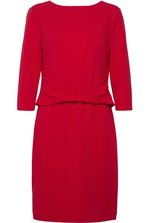 Calvin Klein Scuba Crepe Dress Front Twist Red