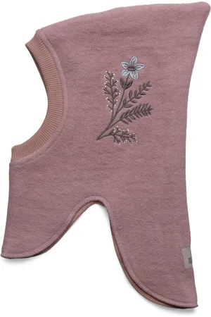 Huttelihut Balaclava Flower Emb. Wool Pink