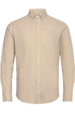 Morris Brushed Twill Shirt-Classic Fit Beige
