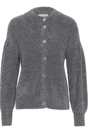 Cream Crsnowy Knit Cardigan Grey