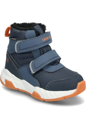 Color Kids Boots W. Velcro, Wp Blue