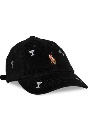 Ralph Lauren Embroidered Corduroy Ball Cap Black