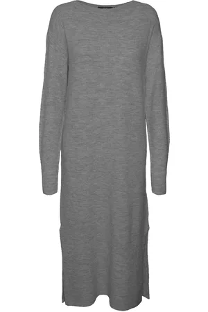 VERO MODA Vmlefile Ls Boatneck Calf Dress Noos Grey