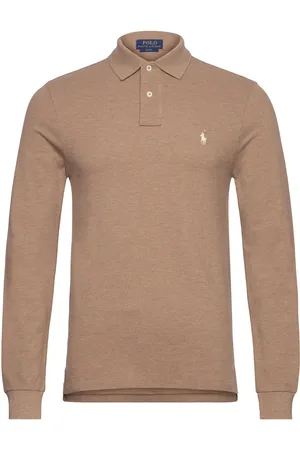 Ralph Lauren Slim Fit Mesh Long-Sleeve Polo Beige