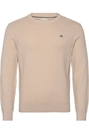GANT Structured Cotton C-Neck Beige