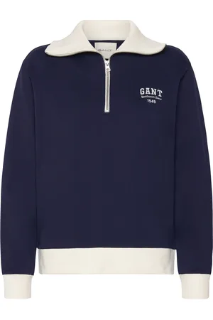 GANT Small Graphic Half Zip Sweat Navy