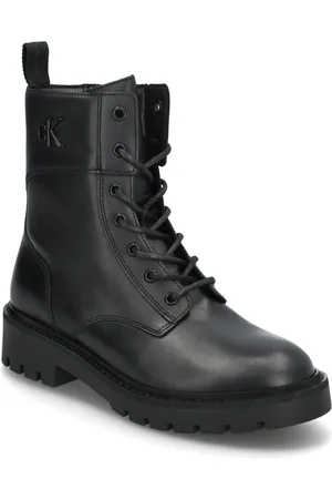 Calvin Klein Combat Boot Mid Zip Lth In Calf Black