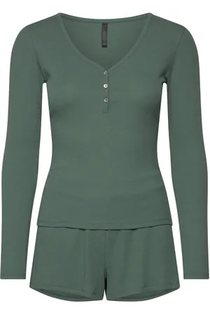 Hunkemöller Pj Ls Short Rib Khaki