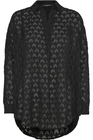 French Connection Geo Burnout Popover Shirt Black
