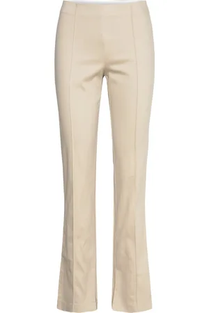 Monki Regular Waist Press Crease Trousers Cream