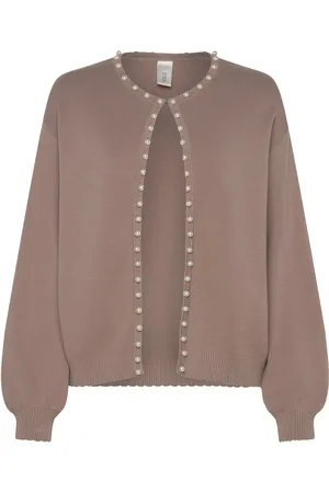 Y.A.S Fonny Ls Pearl Knit Cardigan S. - D2D Beige