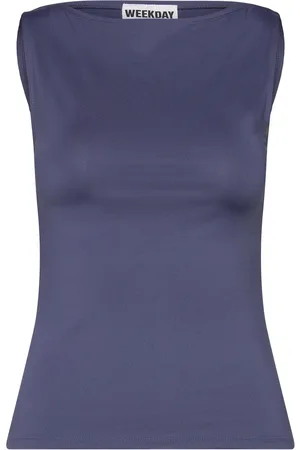 Weekday Annie Boatneck Sleeveless Top Navy