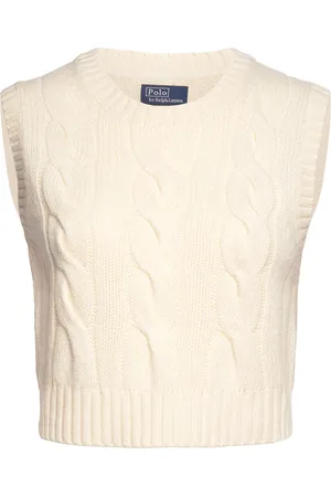 Ralph Lauren Cropped Cable Wool-Cashmere Sweater Cream