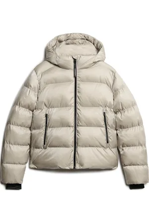 Superdry Hooded Luxe Sports Puffer Cream