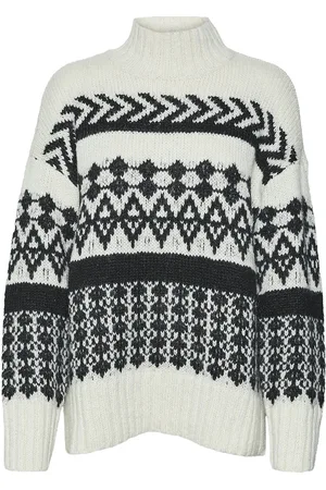 VERO MODA Vmample Ls Highneck Pullover Ga Boo Cream