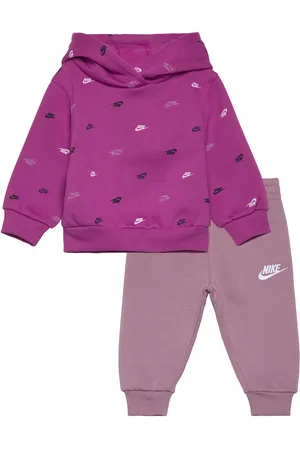 Nike Sportswear Printed Fleece Pullover And Pants Set Purple