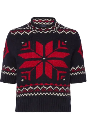 Ralph Lauren Snowflake-Motif Wool-Blend Sweater Navy