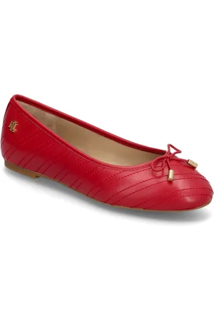 Ralph Lauren Jayna Stitched Leather Flat Red