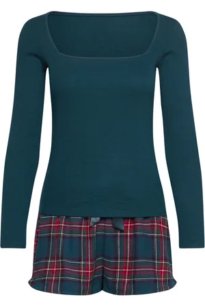 Hunkemöller Pj Flannel Twill Check Short Blue