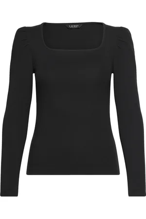 Ralph Lauren Stretch Cotton Ribbed Puff-Sleeve Tee