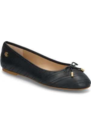 Ralph Lauren Jayna Stitched Leather Flat Black