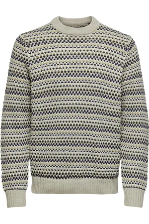 Only & Sons Onsmusa Reg 3 Struc Crew Knit Grey