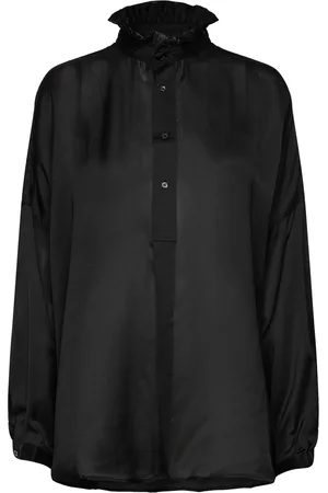 Ralph Lauren Ruffled-Collar Silk-Blend Tunic Black