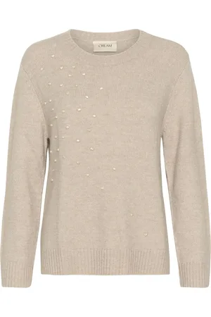 Cream Crpumpkin Knit Pullover Beige