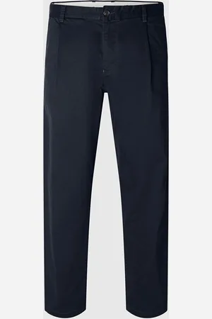 SELECTED Slh172-Slim Tape Ron Pleat Pant Navy